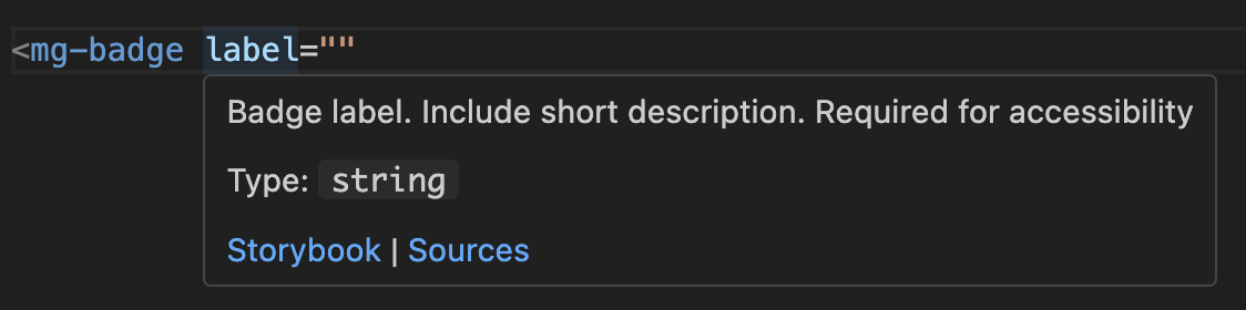 Documentation au survol de l'attribut